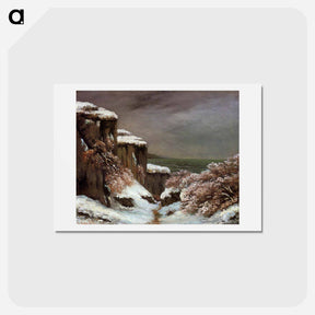 アートポストカード-Cliffs by the Sea in the Snow - ギュスターヴ クールベ Postcard.