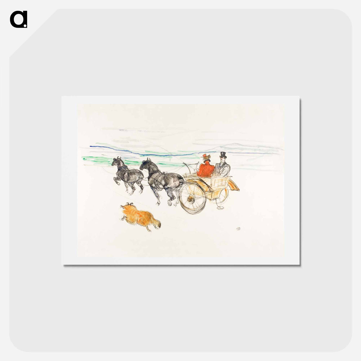 アートポストカード-Double harness - アンリ ド トゥールーズ ロートレック Postcard.