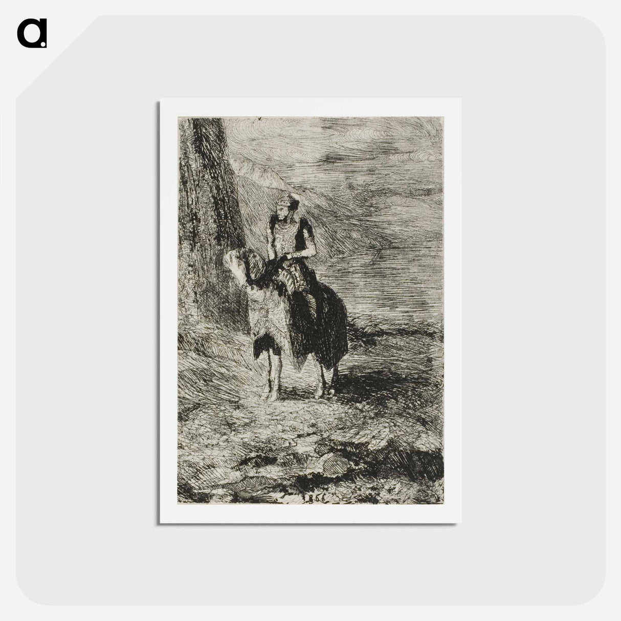 アートポストカード-Horseman Waiting - オディロン ルドン Postcard.