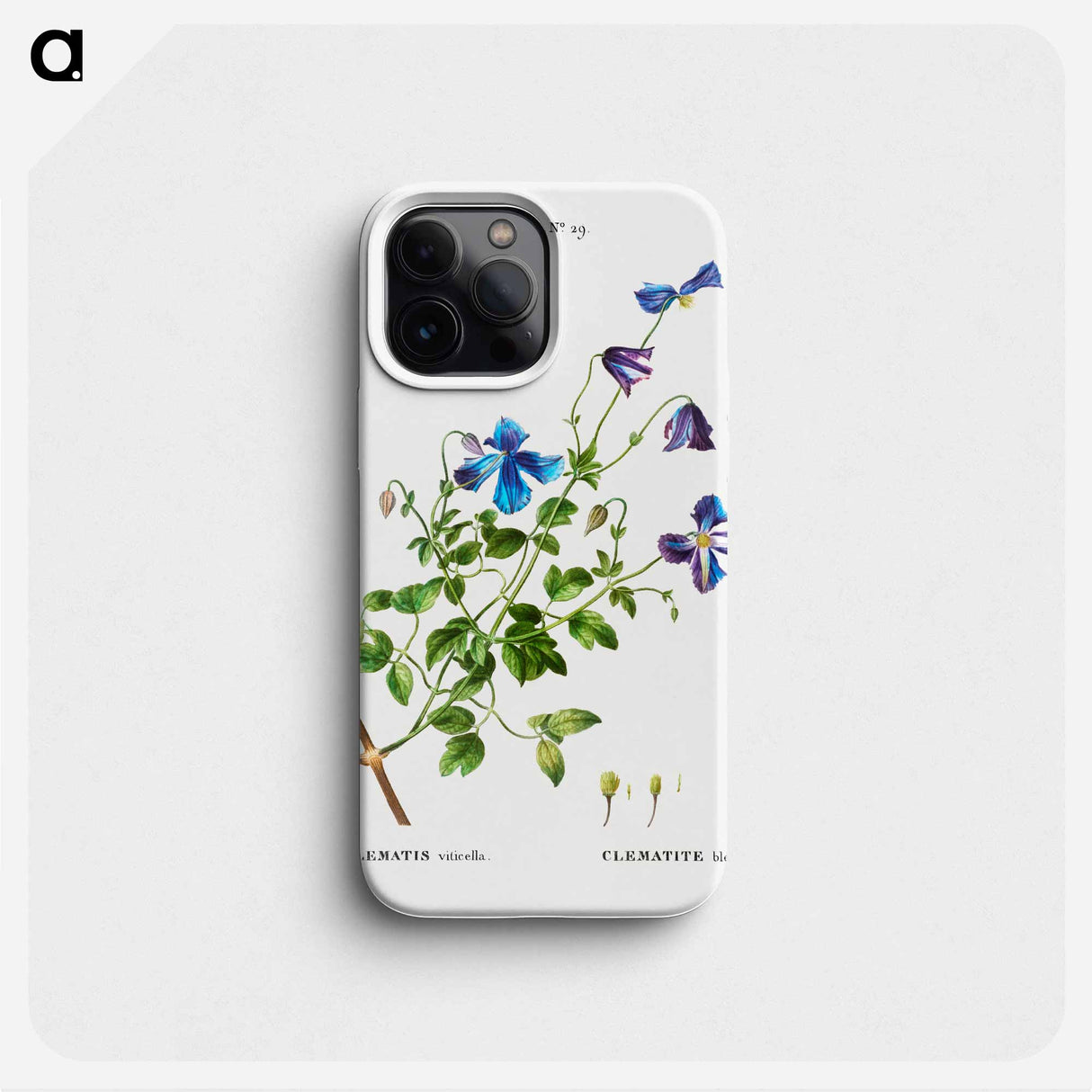 Clematis viticella (Clematite blue) - Pierre Joseph Redouté Phone Case.