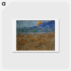 アートポストカード-Landscape with wheat sheaves and rising moon - フィンセント ファン ゴッホ Postcard.