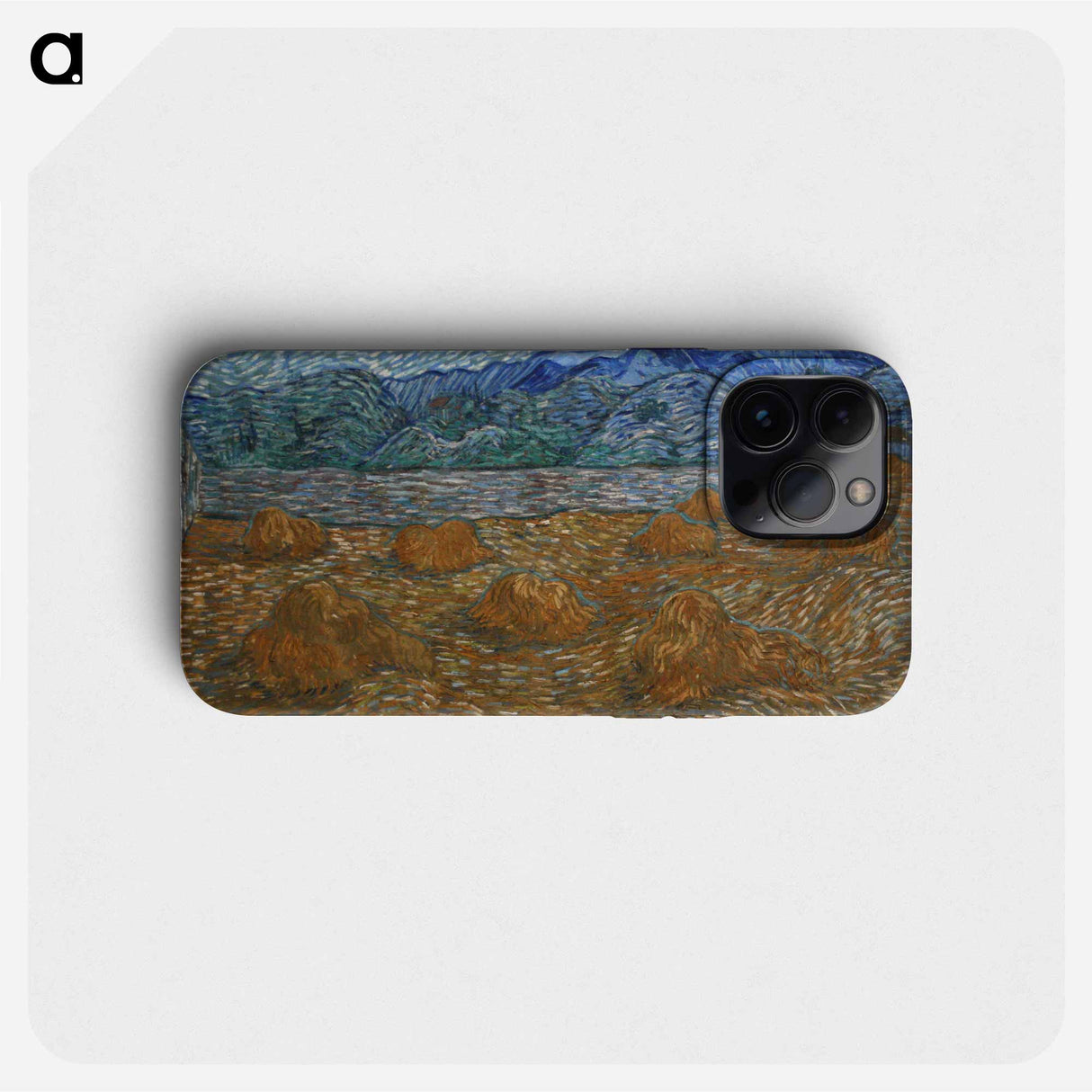 Landscape with wheat sheaves and rising moon - Vincent van Gogh Phone Case.