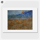 Landscape with wheat sheaves and rising moon - Vincent van Gogh Poster.