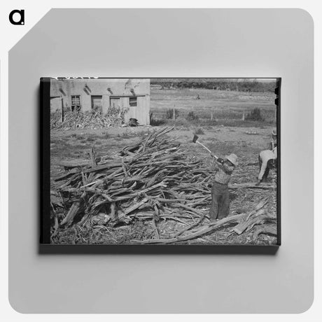 アートパネル-Chopping Wood for Winter Fuel
 - ラッセル リー Canvas.