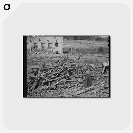 アートポストカード-Chopping Wood for Winter Fuel
 - ラッセル リー Postcard.