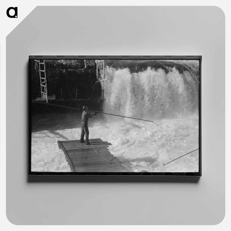 アートパネル-Indians Fishing for Salmon, Celilo Falls, Oregon
 - ラッセル リー Canvas.