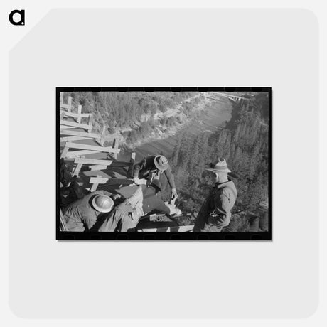 アートポストカード-Pit River Bridge Construction
 - ラッセル リー Postcard.