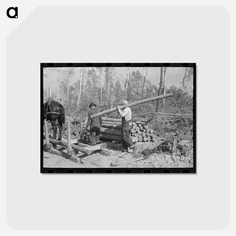アートポストカード-Lumberjack at Camp
 - ラッセル リー Postcard.