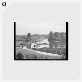 アートポストカード-Log Raft in Columbia River
 - ラッセル リー Postcard.