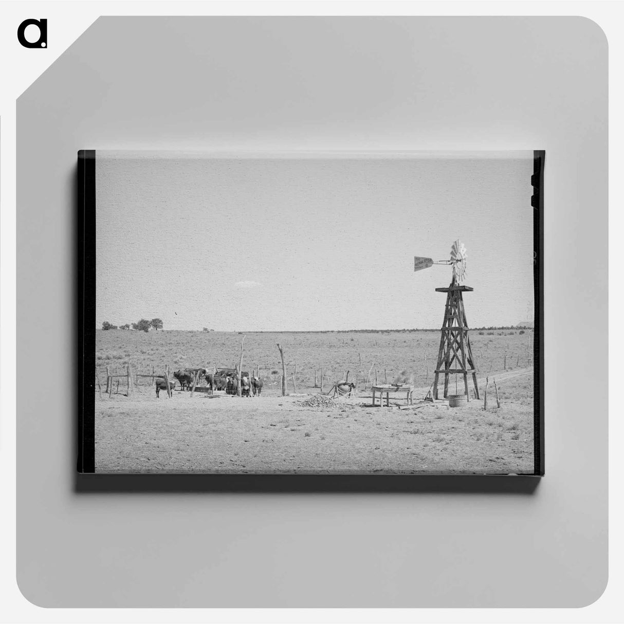 アートパネル-Beef Cattle and Windmill
 - ラッセル リー Canvas.
