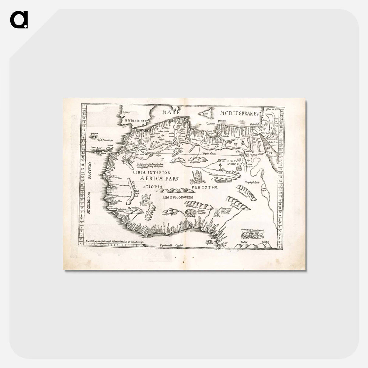 アートポストカード-Tab. mo. primae partis Aphricae, et tabula secunde partis Aphricae
 - ボストン公共図書館 Postcard.