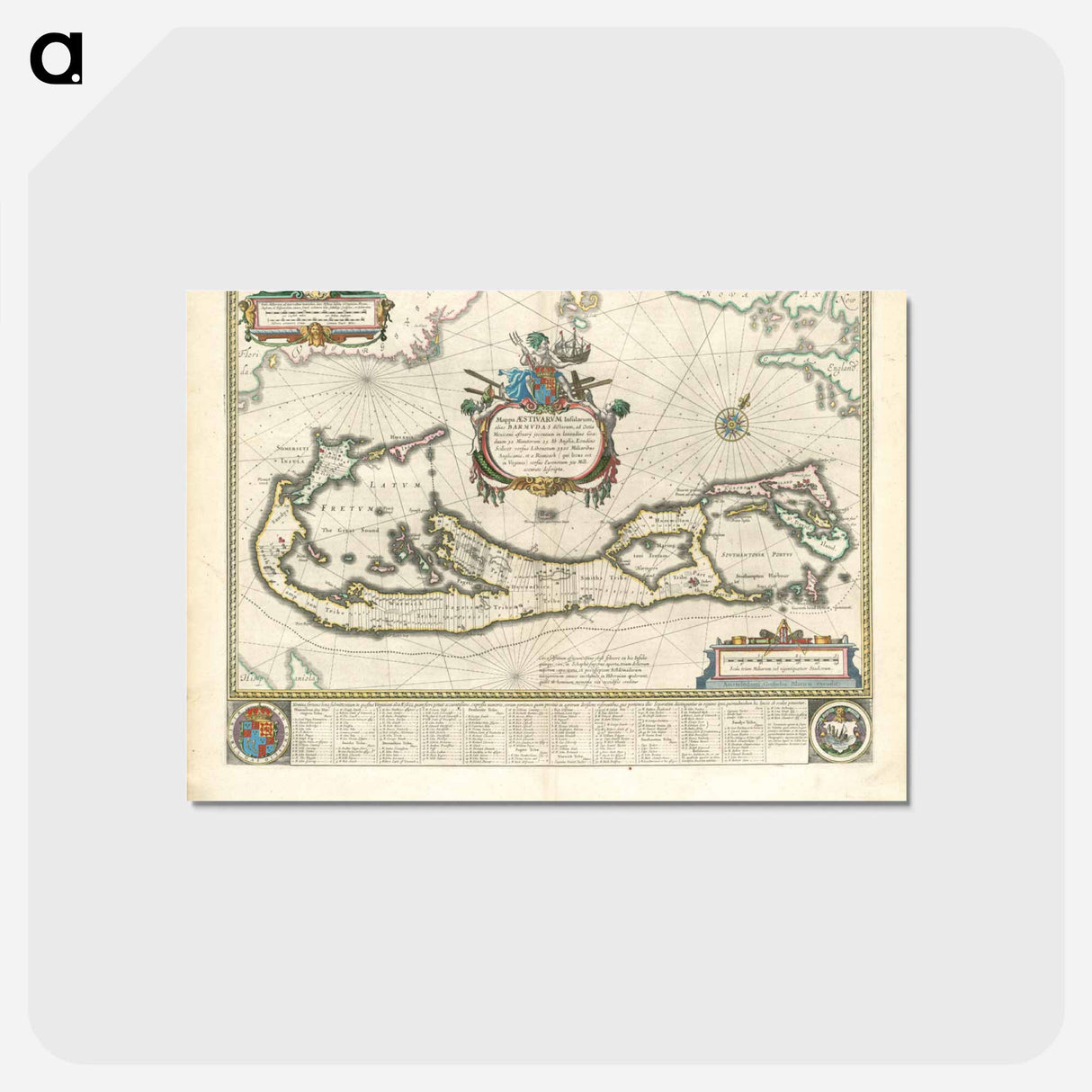 アートポストカード-Mappa aestivarum insularum, alias Barmudas dictarum
 - ボストン公共図書館 Postcard.
