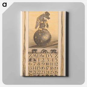 アートパネル-Kalenderblad februari met aap op een bal - テオ ヴァン ホイテマ Canvas.