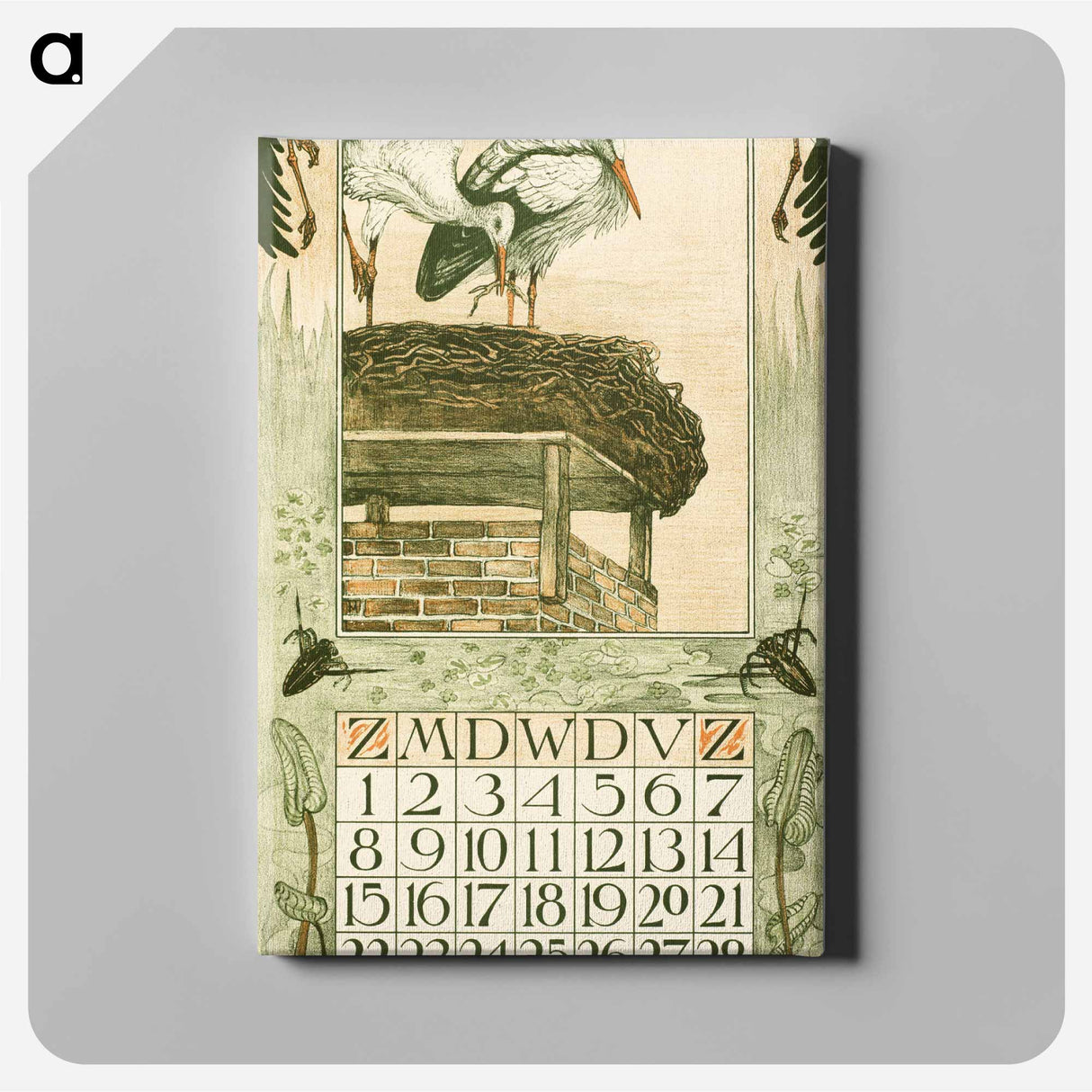 Kalenderblad maart met ooievaars - テオ ヴァン ホイテマ Canvas.