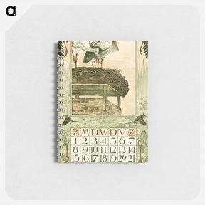 アートメモ帳-Kalenderblad maart met ooievaars - テオ ヴァン ホイテマ Memo.