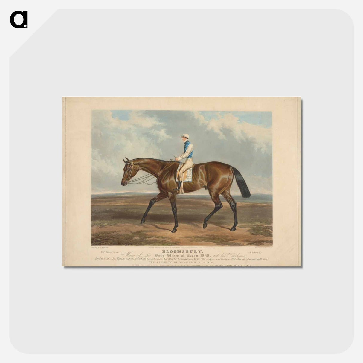 アートポストカード-Racing: Bloomsbury, Winner of the Derby Stakes at Epsom
 - イェール大学アートギャラリー Postcard.