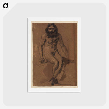 Nude bearded man, seated - ウジェーヌ ドラクロワ Postcard.
