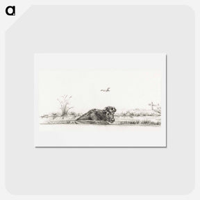 アートポストカード-Cow in the water - ジャン ベルナール Postcard.