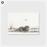 アートポストカード-Cow in the water - ジャン ベルナール Postcard.
