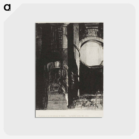 アートポストカード-And On Every Side Are Columns of Basalt,...the Light Falls From the Vaulted Roof - オディロン ルドン Postcard.