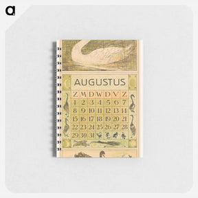 アートメモ帳-Kalenderblad augustus met zwaan - テオ ヴァン ホイテマ Memo.