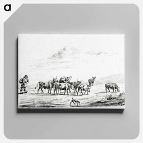 アートパネル-Cow driver with a group of cattle - ジャン ベルナール Canvas.