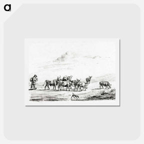 アートポストカード-Cow driver with a group of cattle - ジャン ベルナール Postcard.