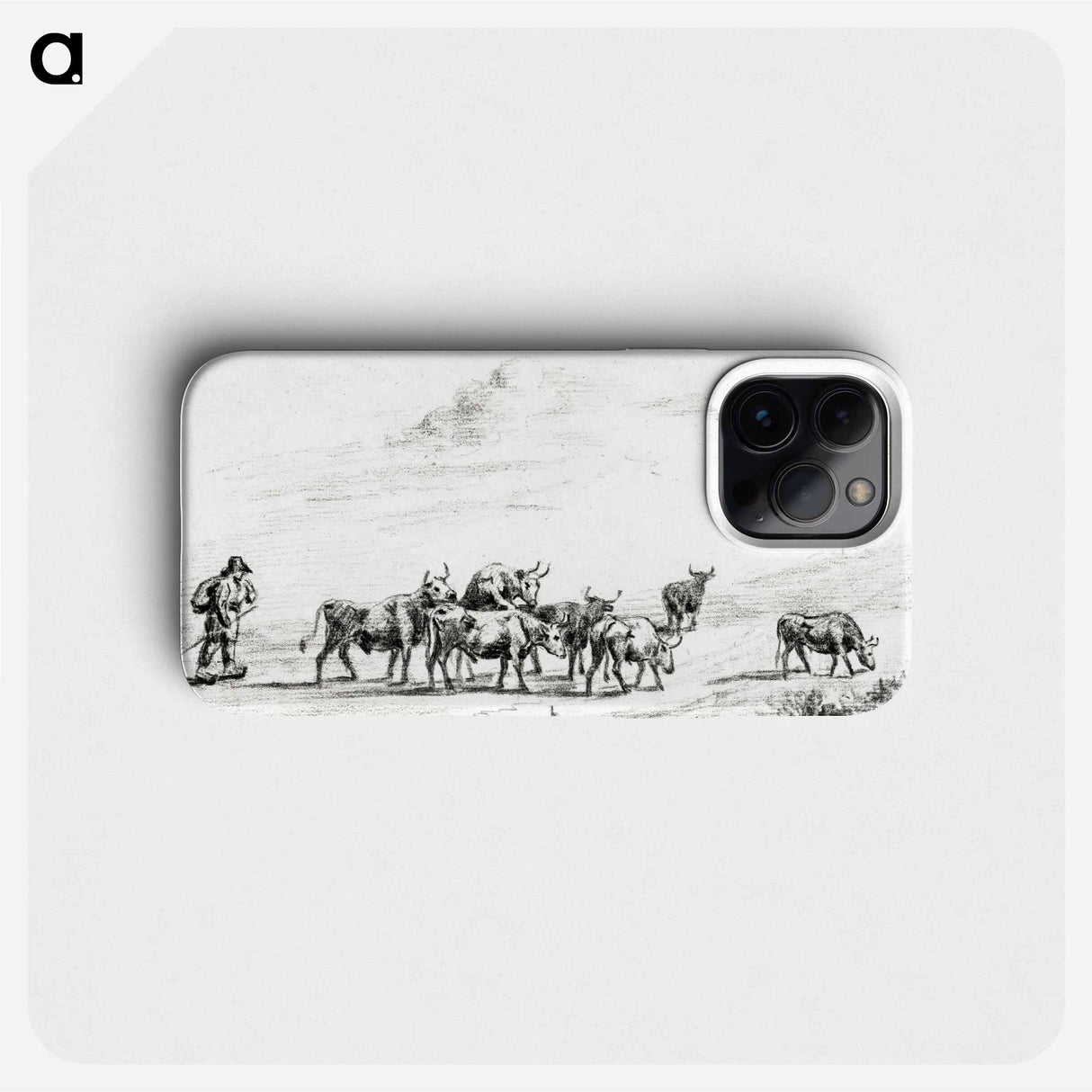 Cow driver with a group of cattle - ジャン ベルナール Phone Case.