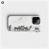 Cow driver with a group of cattle - ジャン ベルナール Phone Case.