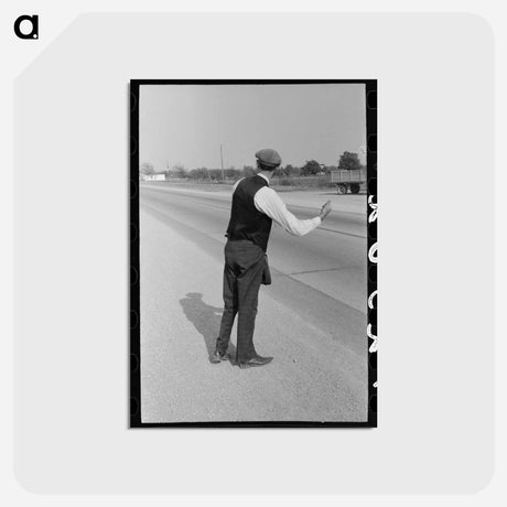 アートポストカード-Hitchhiker at Waco City Limits
 - ラッセル リー Postcard.