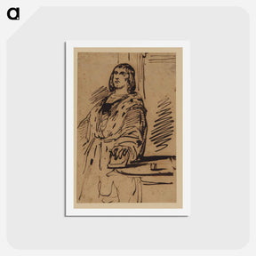 アートポストカード-Study of a man in costume - ウジェーヌ ドラクロワ Postcard.