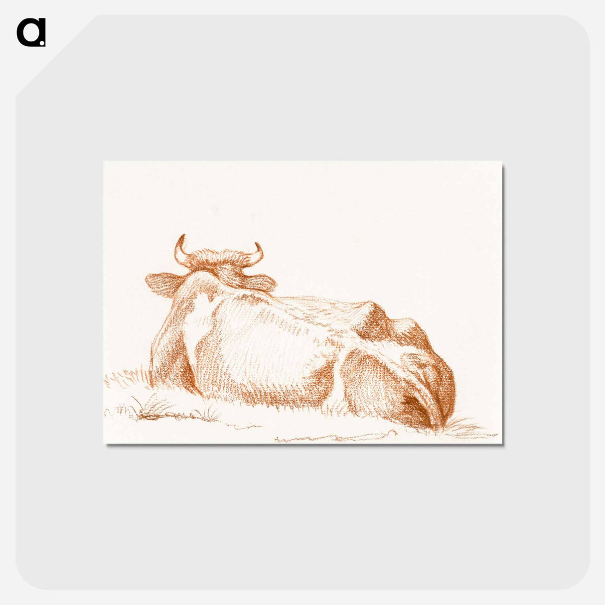 アートポストカード-Lying cow, seen from behind - ジャン ベルナール Postcard.