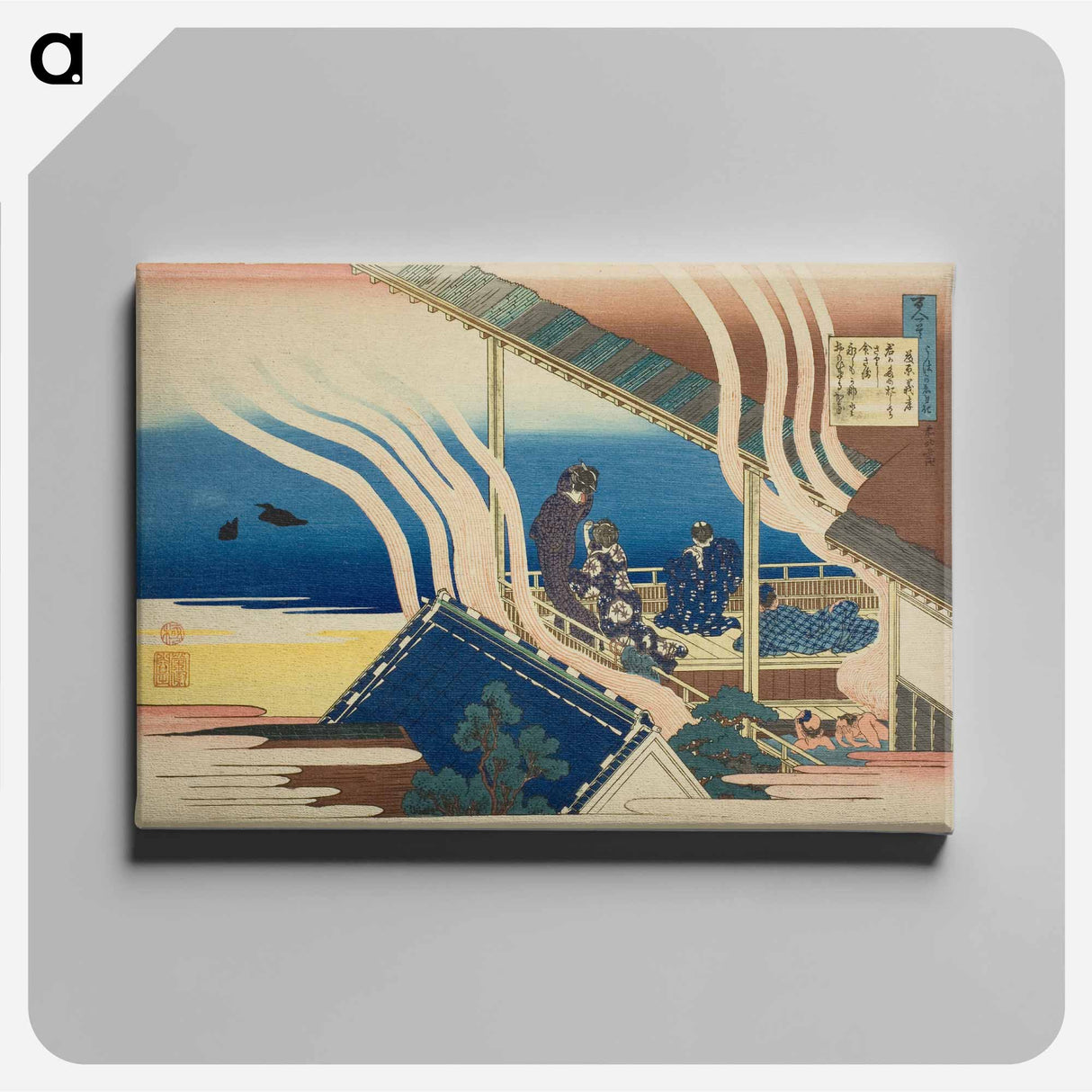 アートパネル-Hokusai Poem by Fujiwara no Yoshitakai - 葛飾 北斎 Canvas.