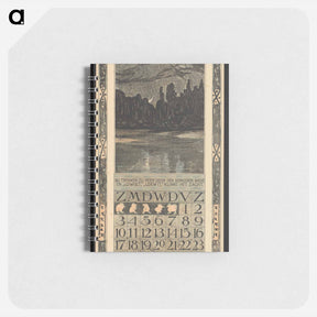 アートメモ帳-Kalenderblad voor november 1907 met trekvogels in een nachtlandschap - テオ ヴァン ホイテマ Memo.