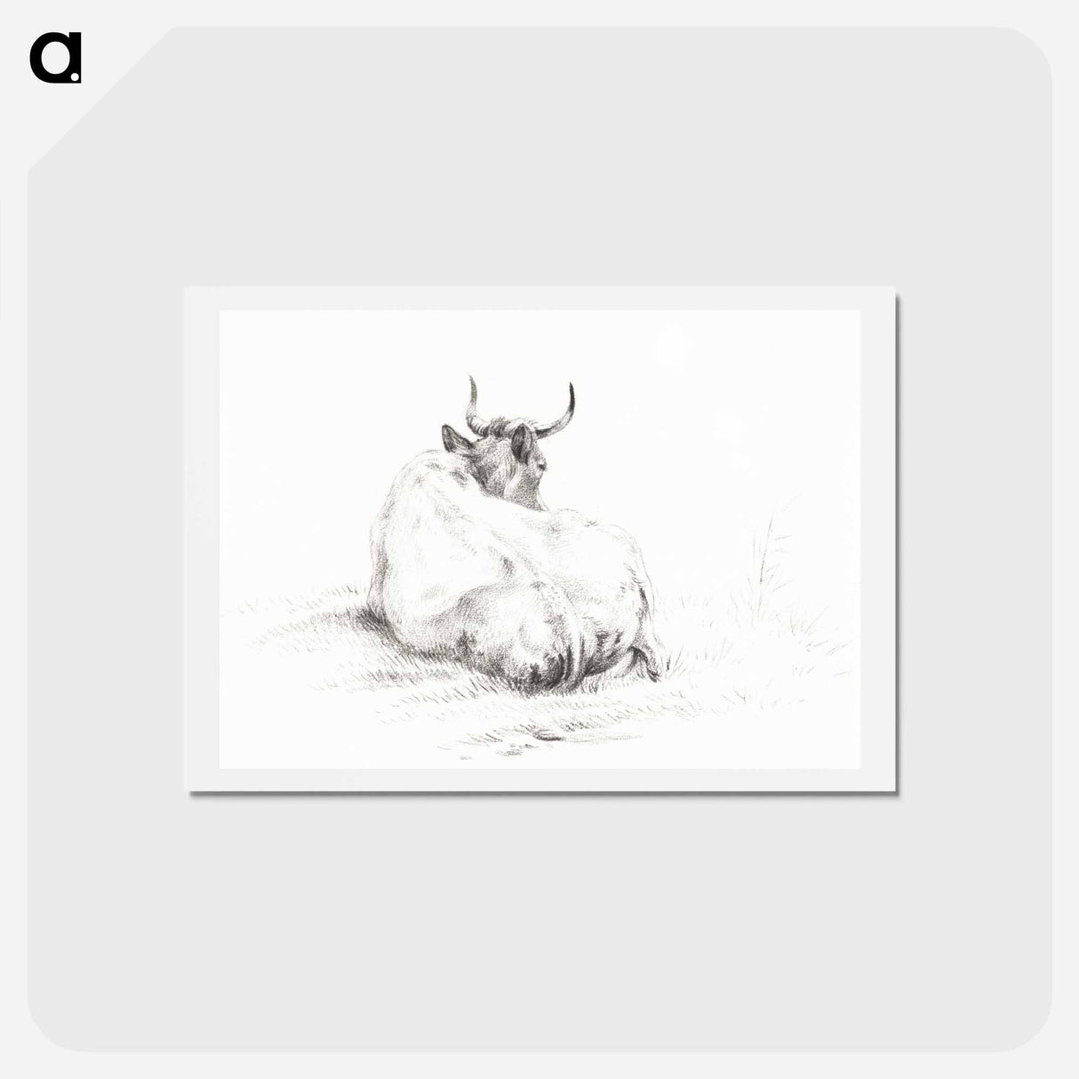 アートポストカード-Lying cow - ジャン ベルナール Postcard.