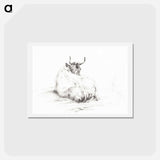 アートポストカード-Lying cow - ジャン ベルナール Postcard.