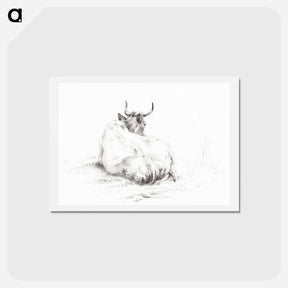 アートポストカード-Lying cow - ジャン ベルナール Postcard.
