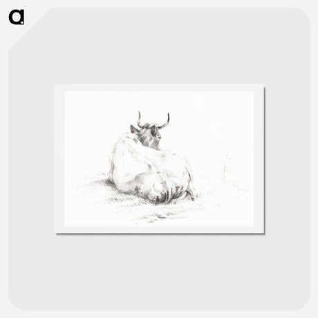 アートポストカード-Lying cow - ジャン ベルナール Postcard.