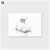 アートポストカード-Lying cow - ジャン ベルナール Postcard.