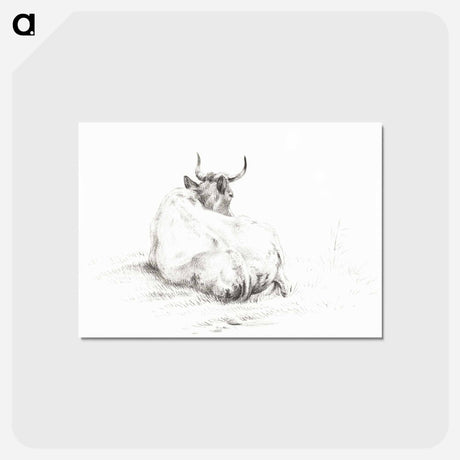 アートポストカード-Lying cow - ジャン ベルナール Postcard.