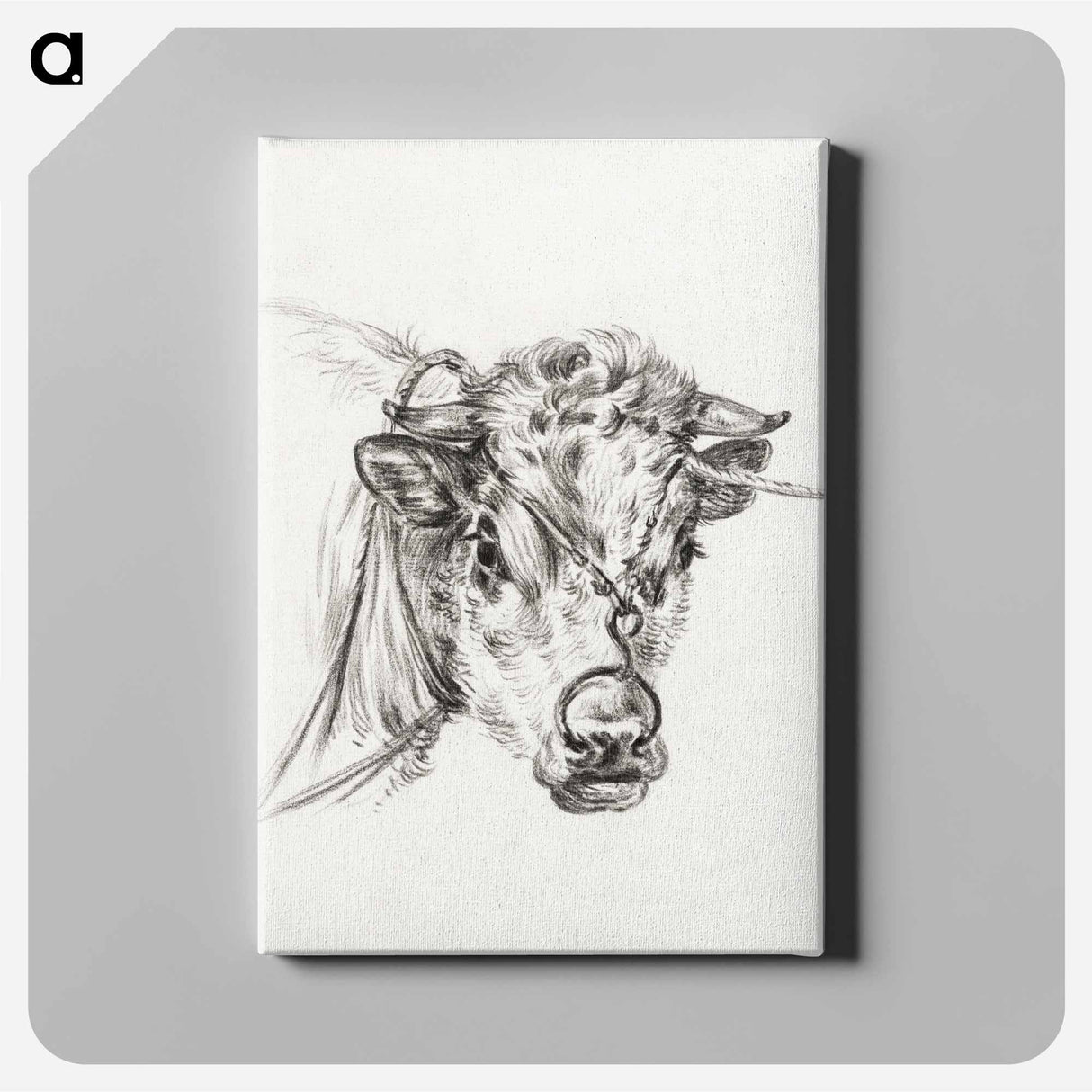 アートパネル-Head of a cow, with a ring through the nose - ジャン ベルナール Canvas.