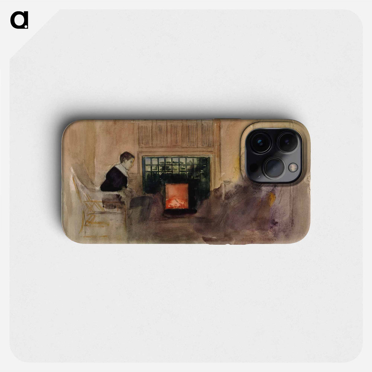 Interiööri taiteilijan huvilalta kilosta, erik istumassa uunin vieressä - アルバート エーデルフェルト Phone Case.