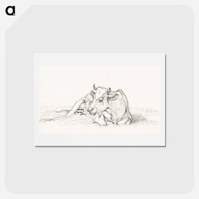 アートポストカード-Lying cow - ジャン ベルナール Postcard.