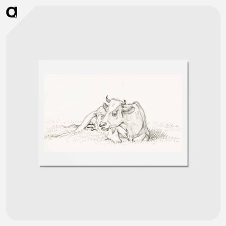 アートポストカード-Lying cow - ジャン ベルナール Postcard.