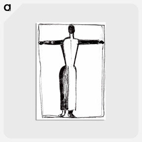 アートポストカード-Figure in the form of a cross with raised hands - カジミール マレーヴィチ Postcard.