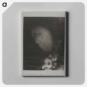 アートパネル-Head of Woman With Corsage of Flowers - オディロン ルドン Canvas.