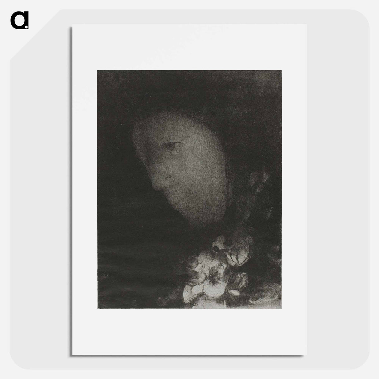 Head of Woman With Corsage of Flowers - オディロン ルドン Poster.