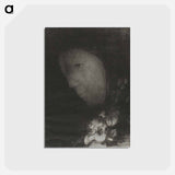 アートポストカード-Head of Woman With Corsage of Flowers - オディロン ルドン Postcard.