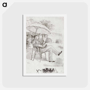 アートポストカード-On the Terrace of a Hotel in Bordighera: The Painter Jean Martin Reviews his Bill - ピエール オーギュスト ルノワール Postcard.