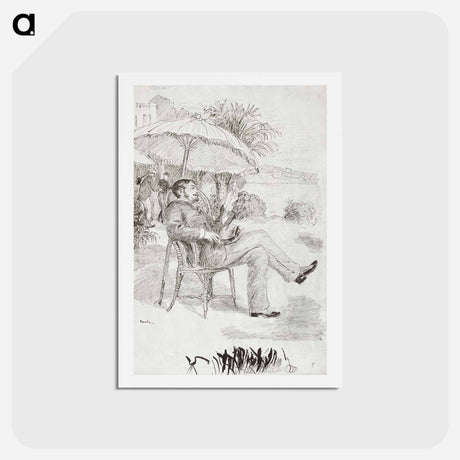 アートポストカード-On the Terrace of a Hotel in Bordighera: The Painter Jean Martin Reviews his Bill - ピエール オーギュスト ルノワール Postcard.